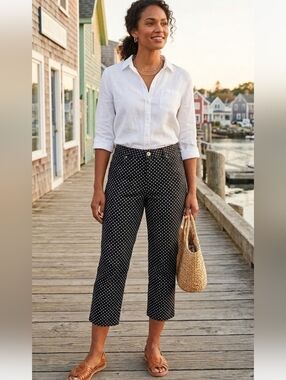 ​Purple & More Black & White Polka Dot Capri Pants Women's Size Medium Stretch